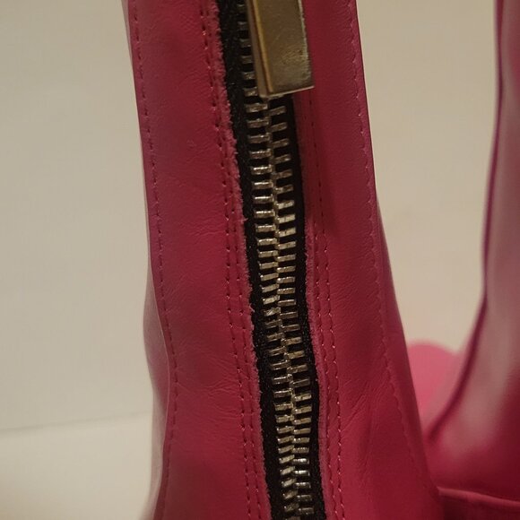 NWT ZARA 2020 HOT PINK RUNWAY COLLECTION ZIP UP HIGH HEEL LEATHER BOOTS Sz 9 - Picture 4 of 9